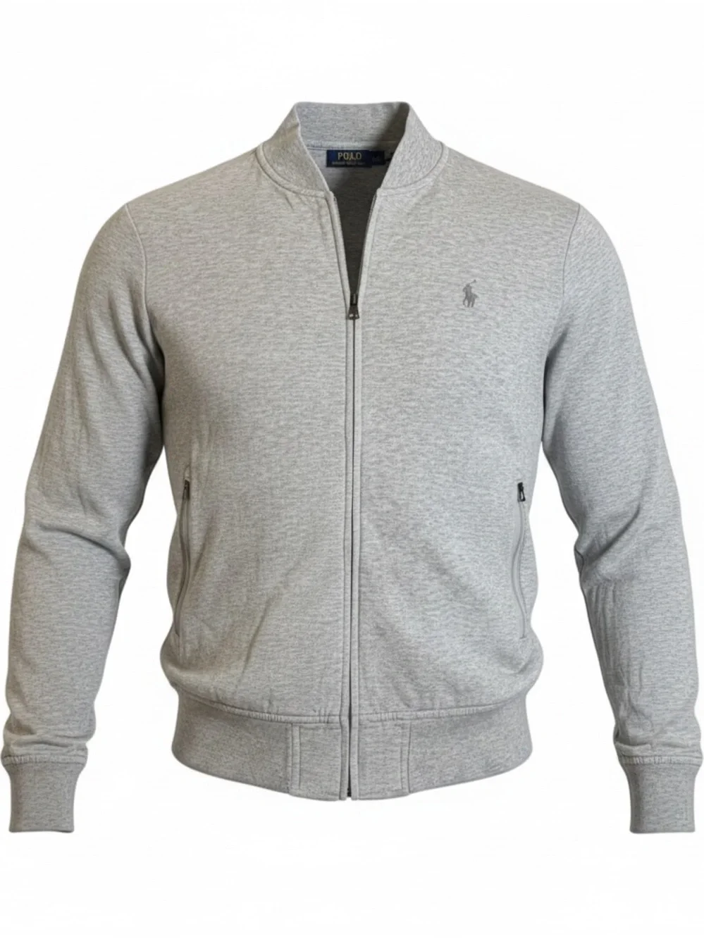 Polo Ralph Lauren Men’s Small Gray Full Zip Track Jacket Cotton Blend Pony Logo